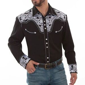 NWT Black White P-634 Mens Western Shirt / Size XL